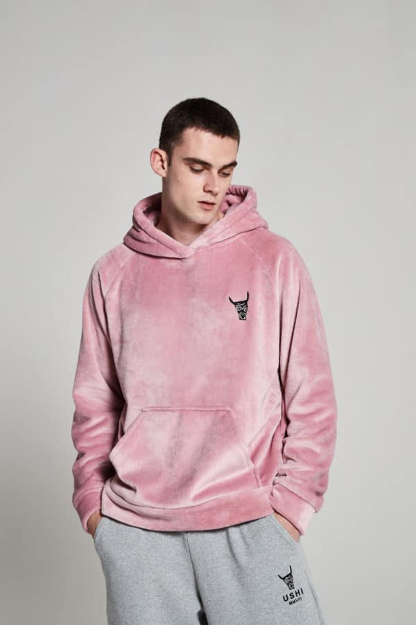 pink fluffy hoodie